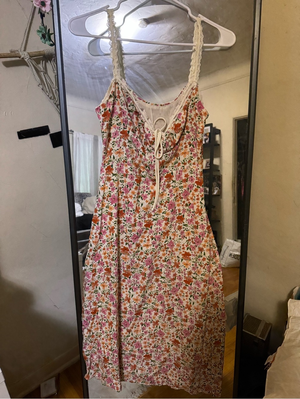 Commense Floral Midi Dress in Pink, Orange, Green